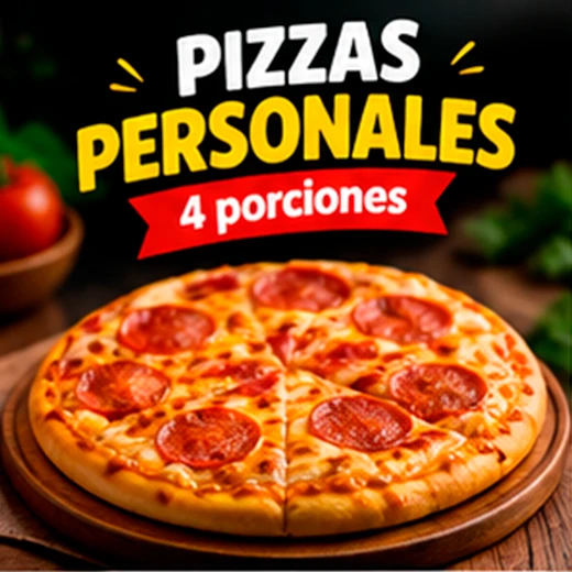 PIZZAS PERSONALES 4 porciones